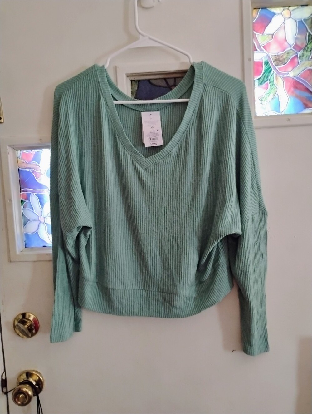 V-Neck Ribbed Pullover Top